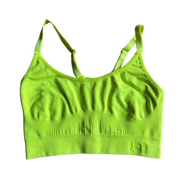 Under Armour Neon Yellow Racerback Sports Bra Size Medium - Picture 1 of 3